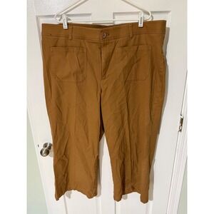Ava & Viv Womens Plus Size 22 Camel Brown High Rise Wide Leg Utility Crop Pants